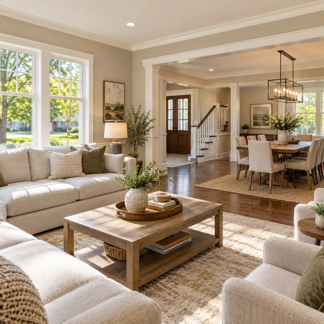Freshly painted open-plan home interior